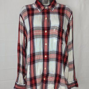 Levi Boyfriend Fit Long Sleeve Flannel Womans L Large